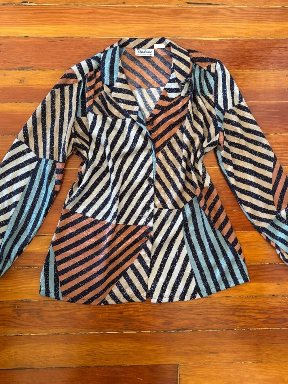 80s True Vintage Maximalist Striped Blouse Made in USA Lady Diplomat MEDIUM